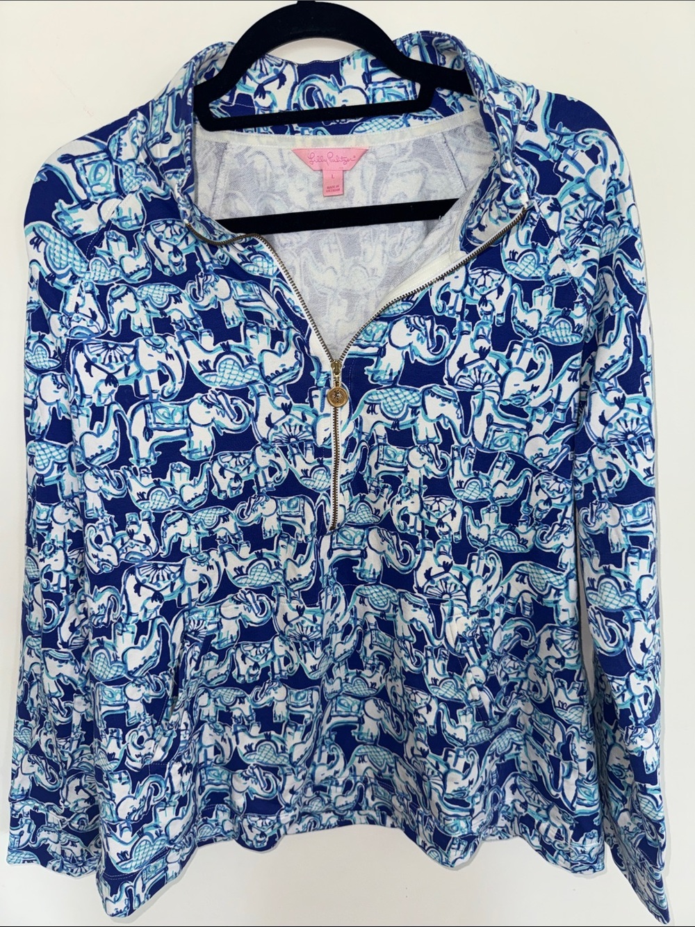 Lilly Pulitzer Blue Printed Half-Zip Pullover